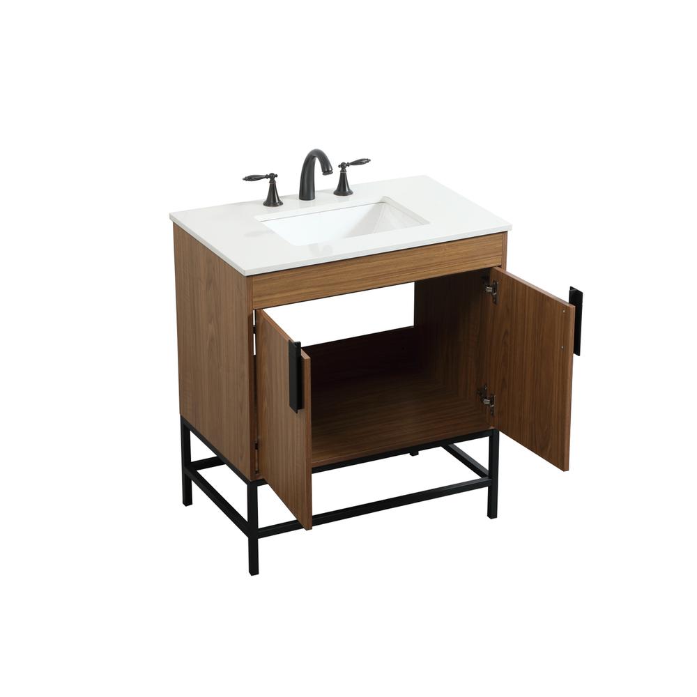 30 inch Single bathroom vanity in walnut brown. Picture 9