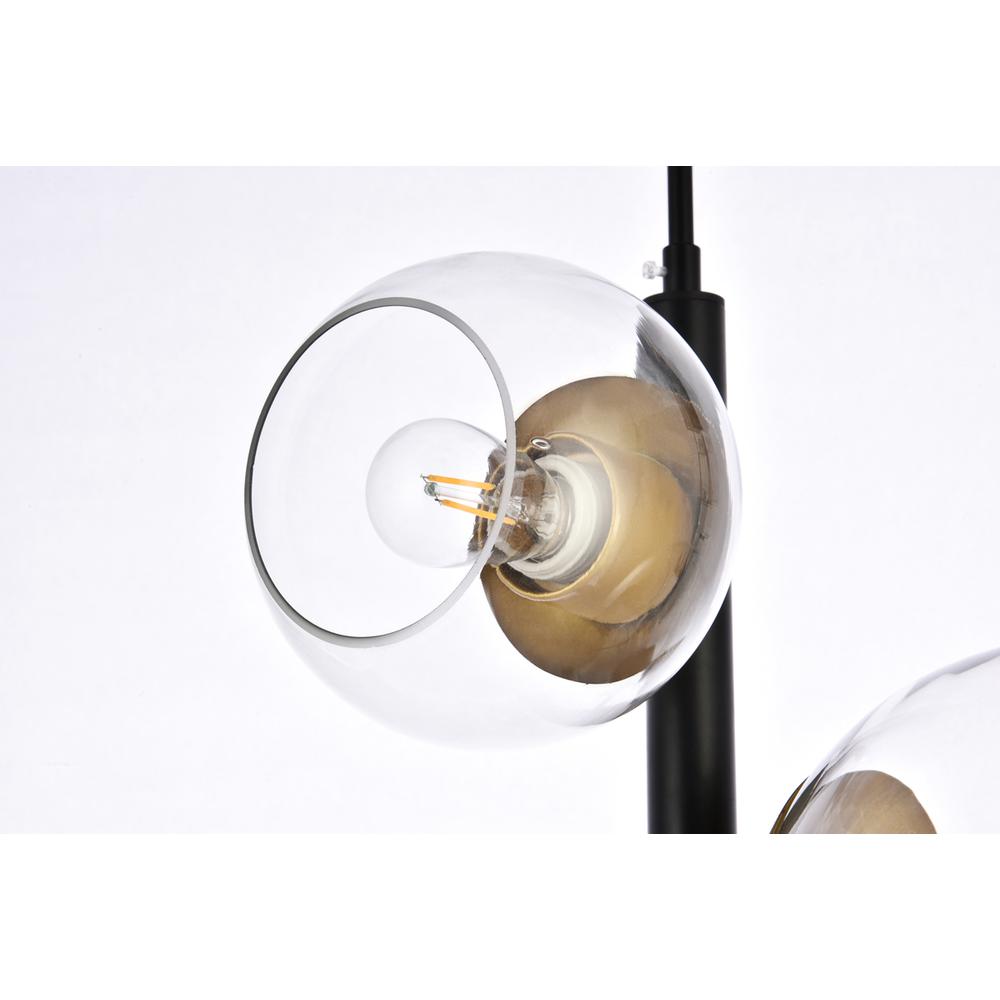 Wells 18 inch pendant in black and brass with clear shade. Picture 5