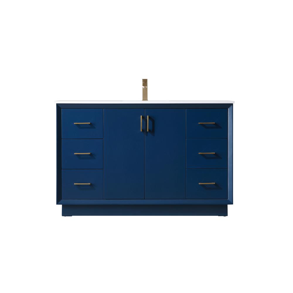 54 Inch SIngle Bathroom Vanity In Blue. Picture 1