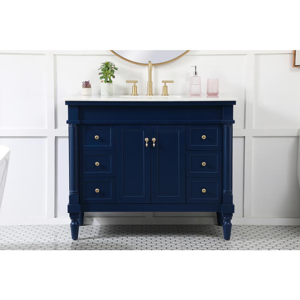 42 inch Single bathroom vanity in blue. Picture 14