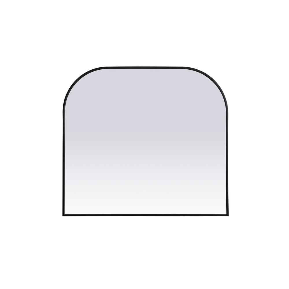 Metal Frame Arch Mirror 42x38 Inch in Black. Picture 1