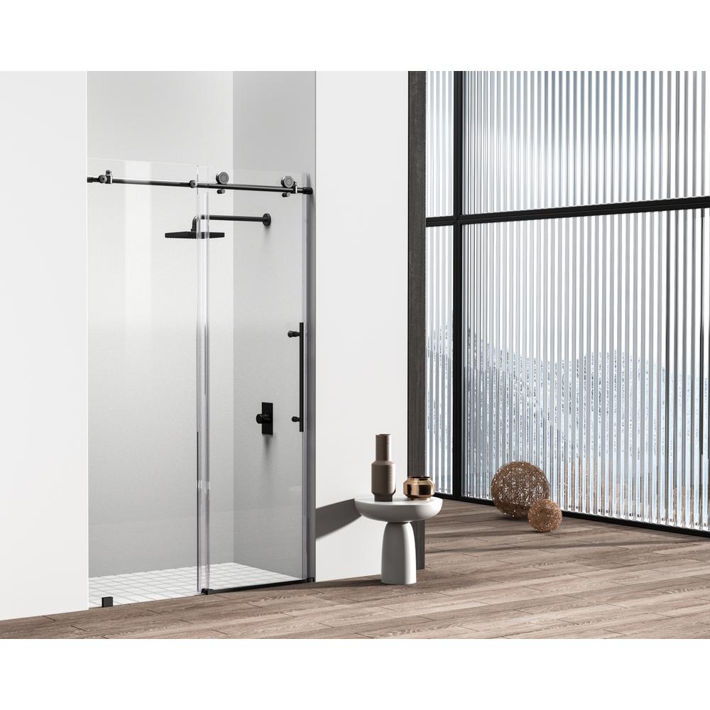 Frameless shower door 48 x 76 Matte Black. Picture 11