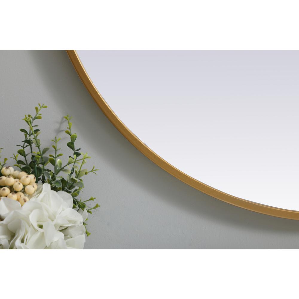 Metal Frame Oval Mirror 27x36 Inch in Brass. Picture 5