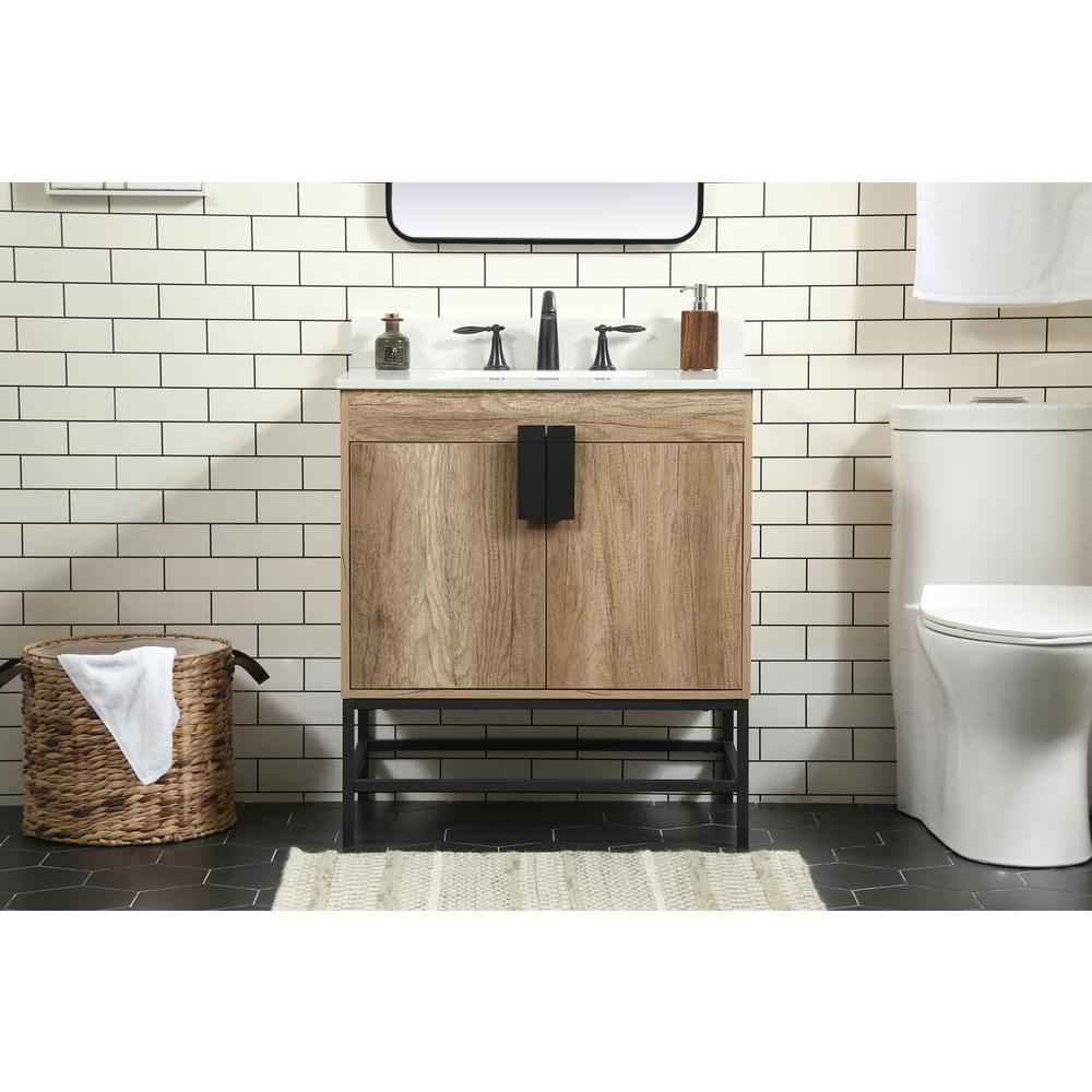 30 inch Single bathroom vanity in natural oak with backsplash. Picture 14