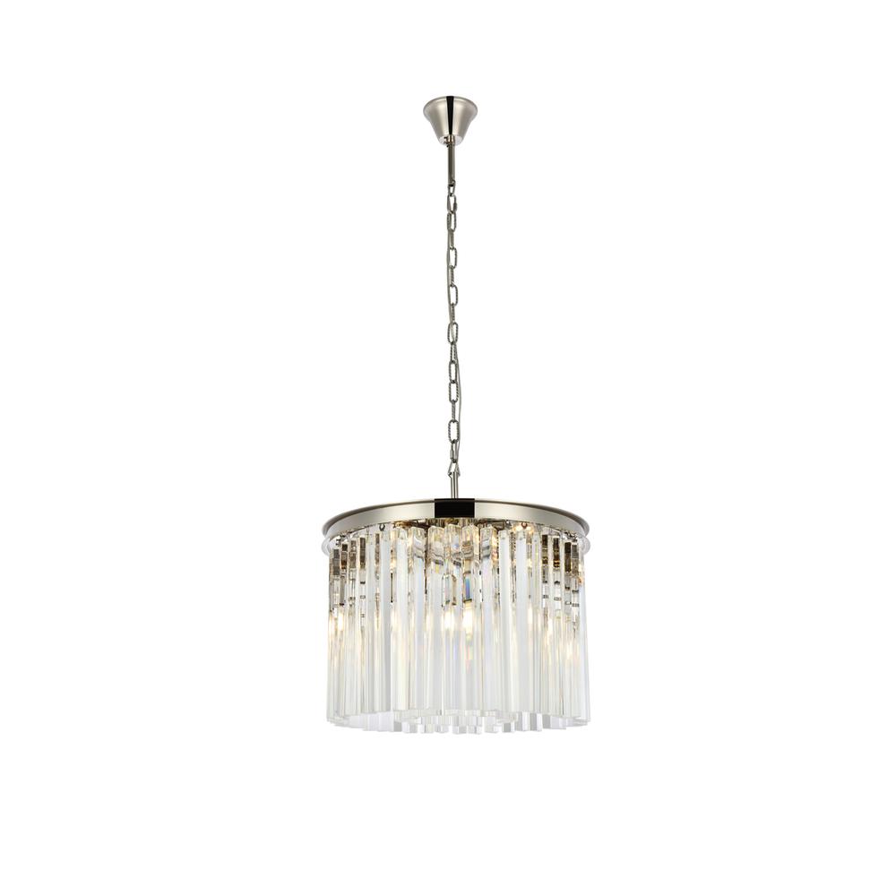 Sydney 6 light polished nickel Pendant Clear Royal Cut Crystal. Picture 1