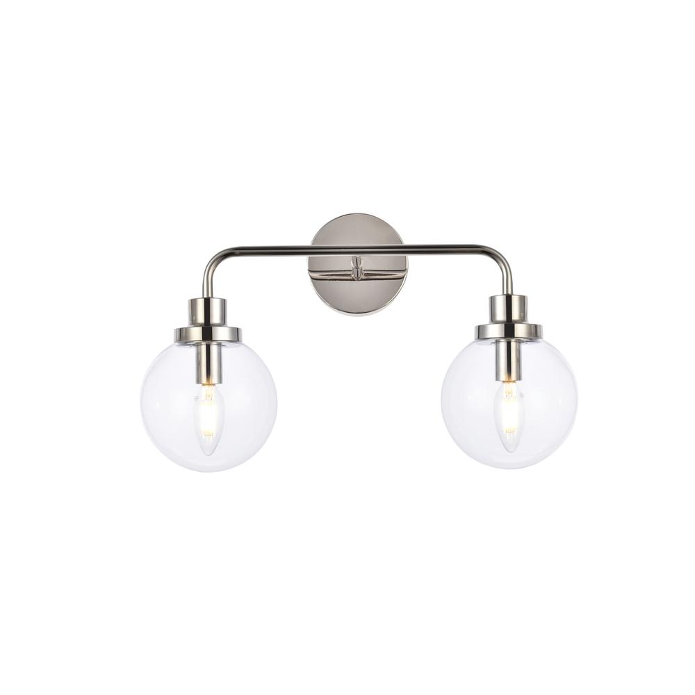 Hanson 2 lights bath sconce in polished nickel with clear shade. Picture 1