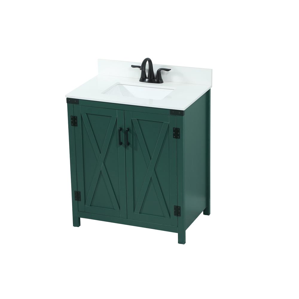 30 inch Single bathroom vanity in green with backsplash. Picture 8