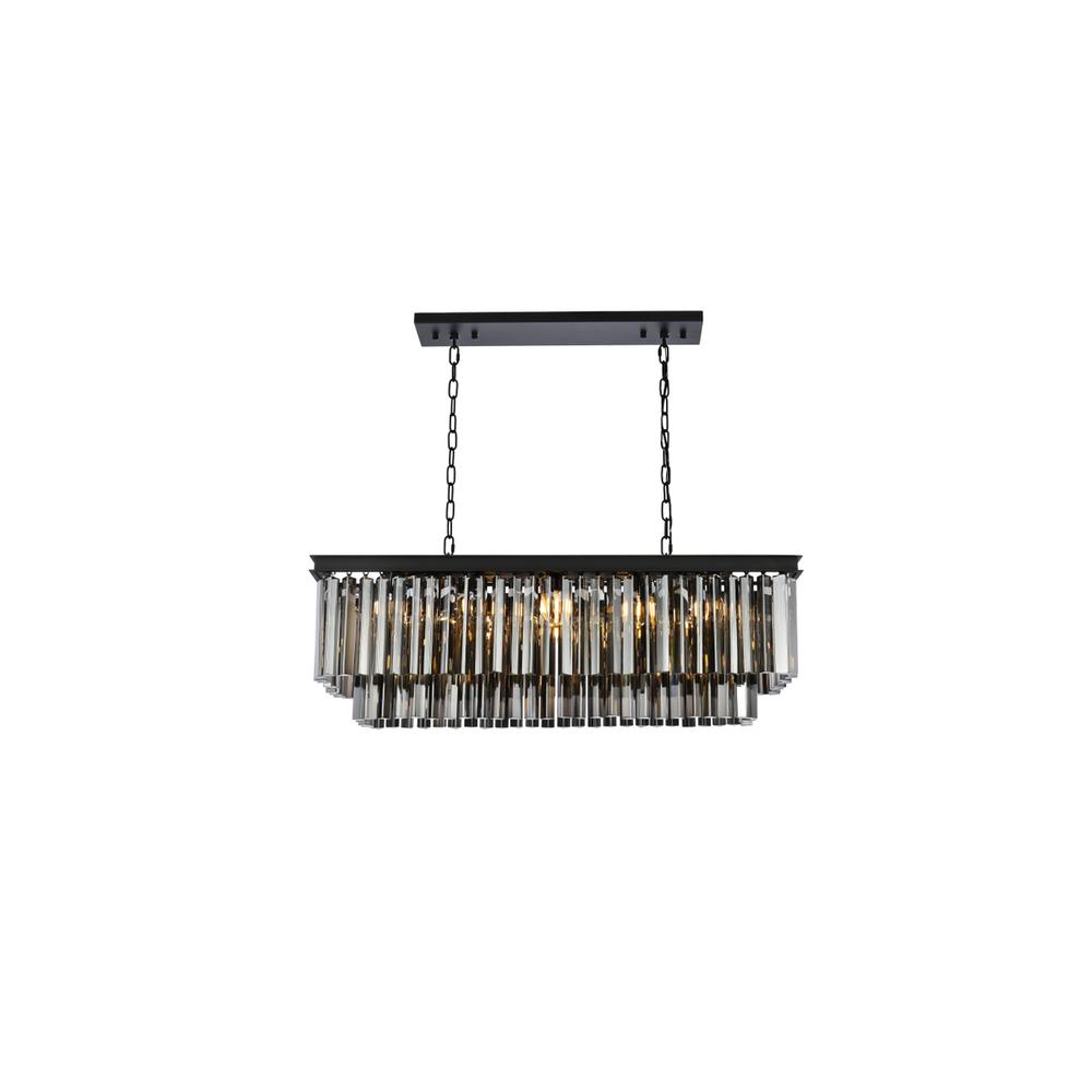 Sydney 12 light Matte Black Chandelier Silver Shade (Grey) Royal Cut Crystal. Picture 1