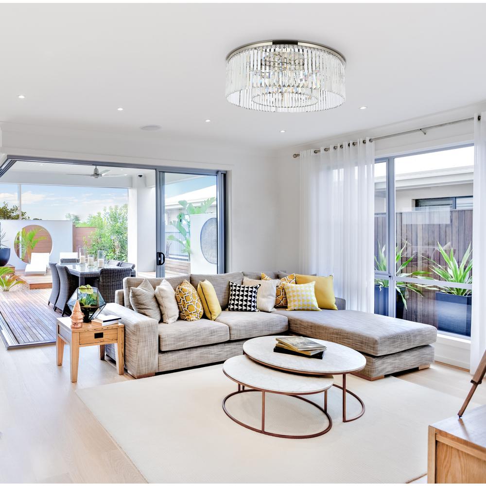 Sydney 10 light polished nickel Flush Mount Clear Royal Cut Crystal. Picture 7