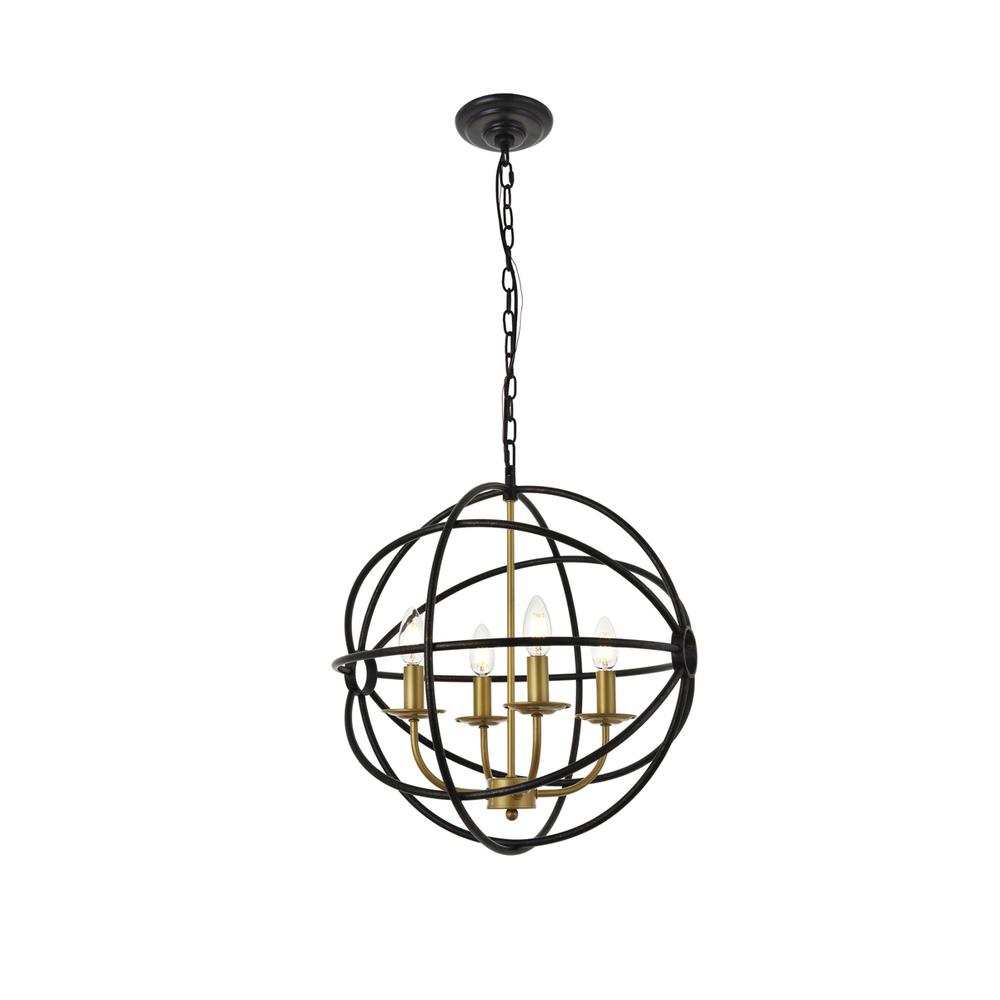 Octavia 4 light Brass and Dark Brown Pendant. Picture 1