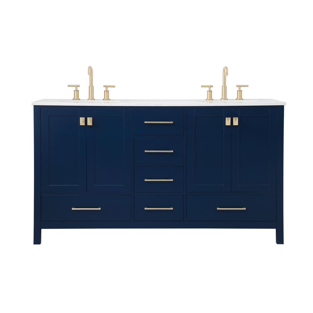 60 inch Double Bathroom Vanity in Blue. Picture 1