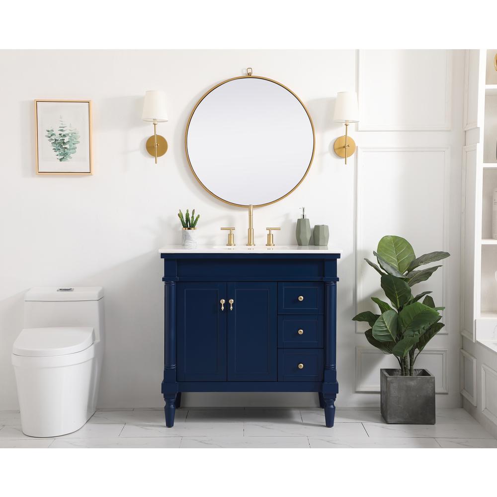 36 inch Single bathroom vanity in blue. Picture 4