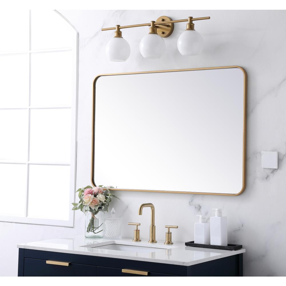 Soft corner metal rectangular mirror 27x40 inch in Brass. Picture 2