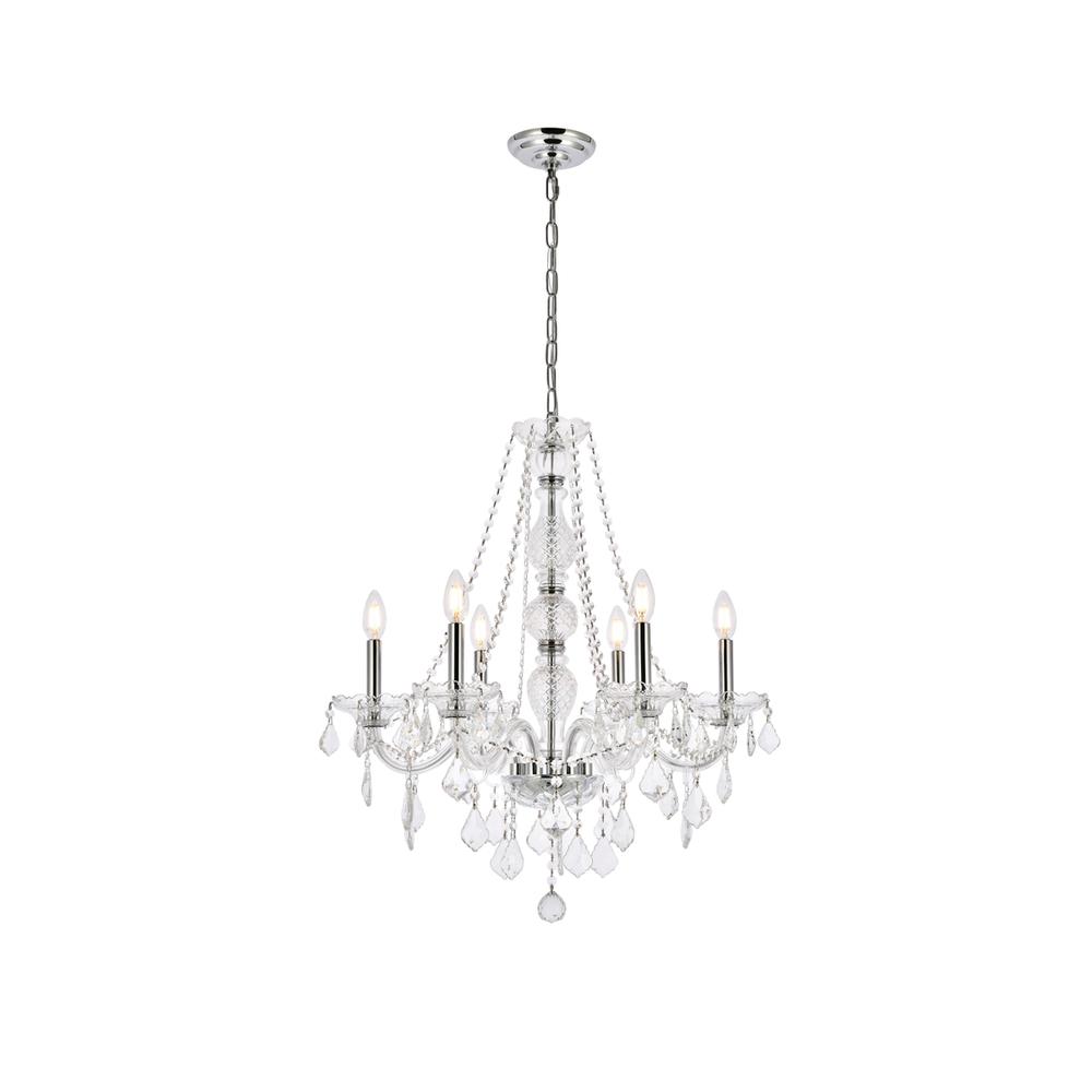 Verona 6 light Chrome Chandelier Clear Royal Cut Crystal. Picture 1