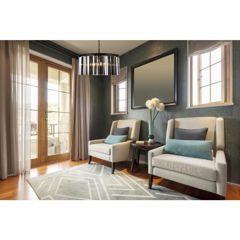 Sydney 8 light Matte Black Chandelier Silver Shade (Grey) Royal Cut Crystal. Picture 9