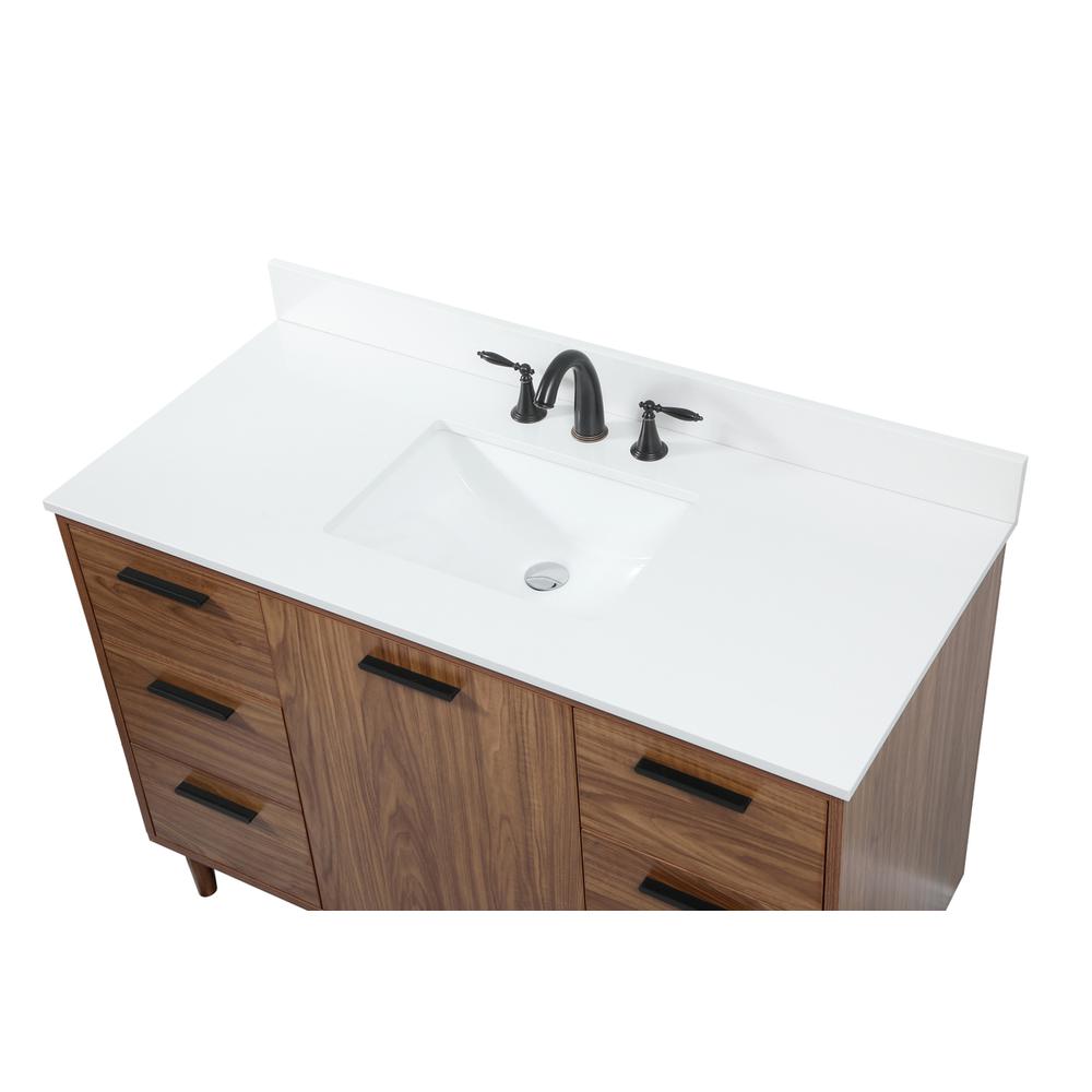 48 inch Single bathroom vanity in walnut brown with backsplash. Picture 10