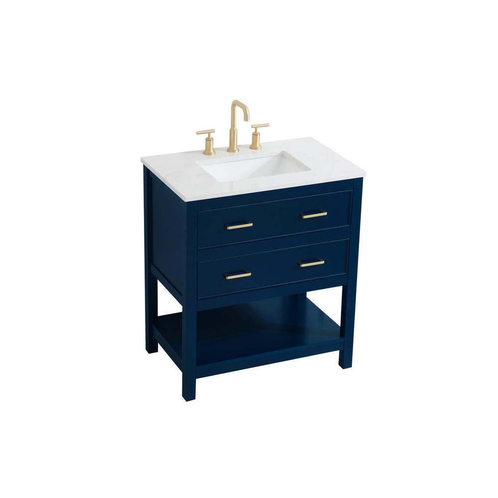 30 inch Single Bathroom Vanity in Blue. Picture 7