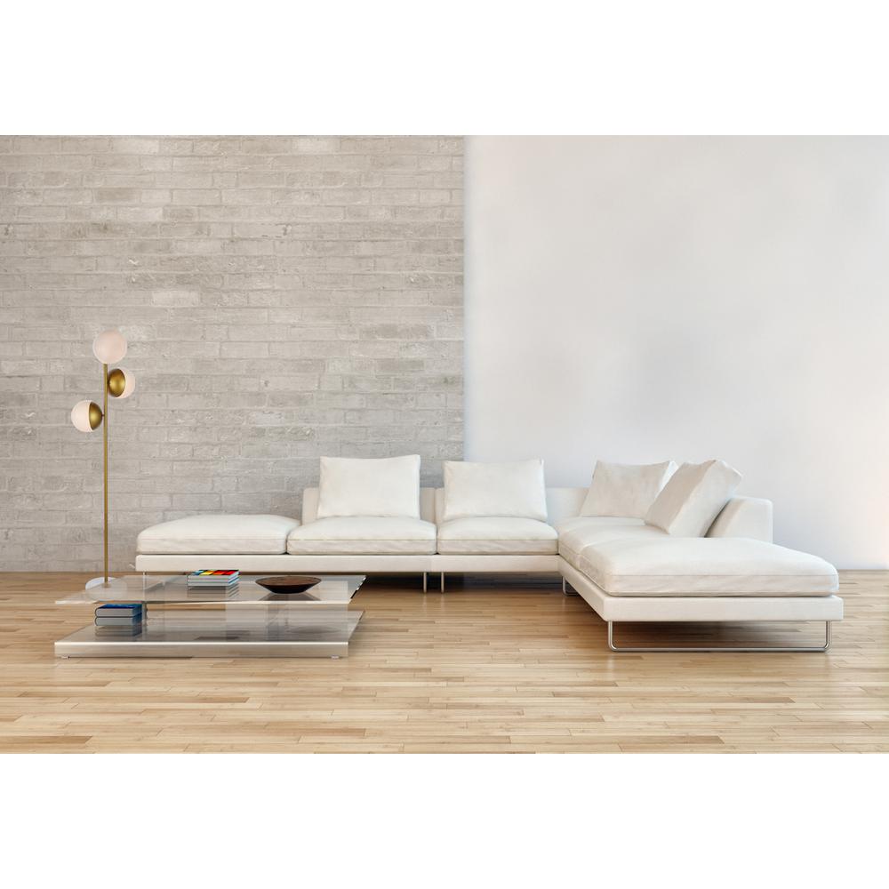 Eclipse 3 Lights Brass Floor Lamp With Frosted White Glass. Picture 6