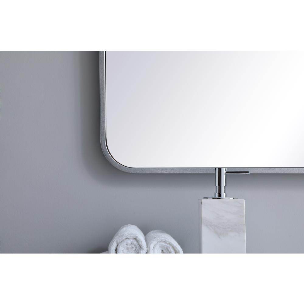 Soft corner metal rectangular mirror 30x48 inch in Silver. Picture 3