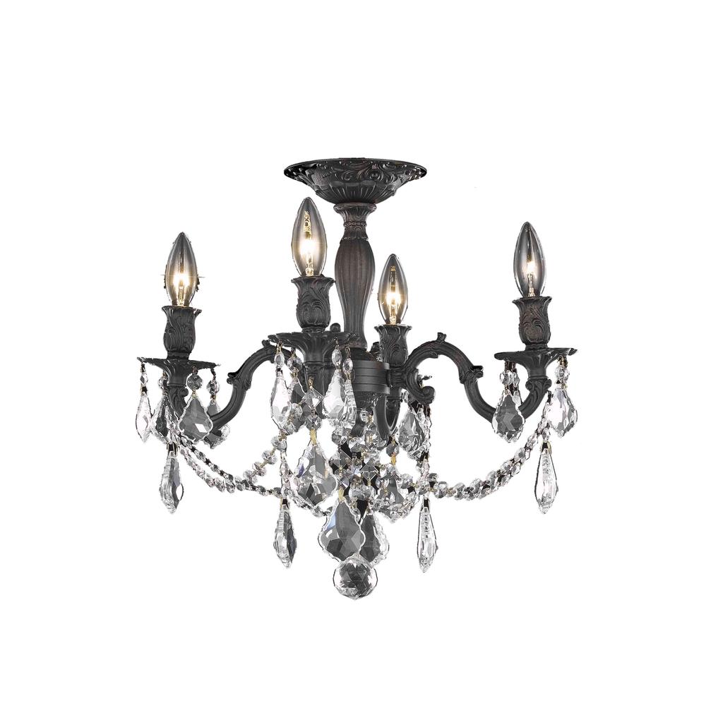 Rosalia 4 light Dark Bronze Flush Mount Clear Royal Cut Crystal. Picture 1