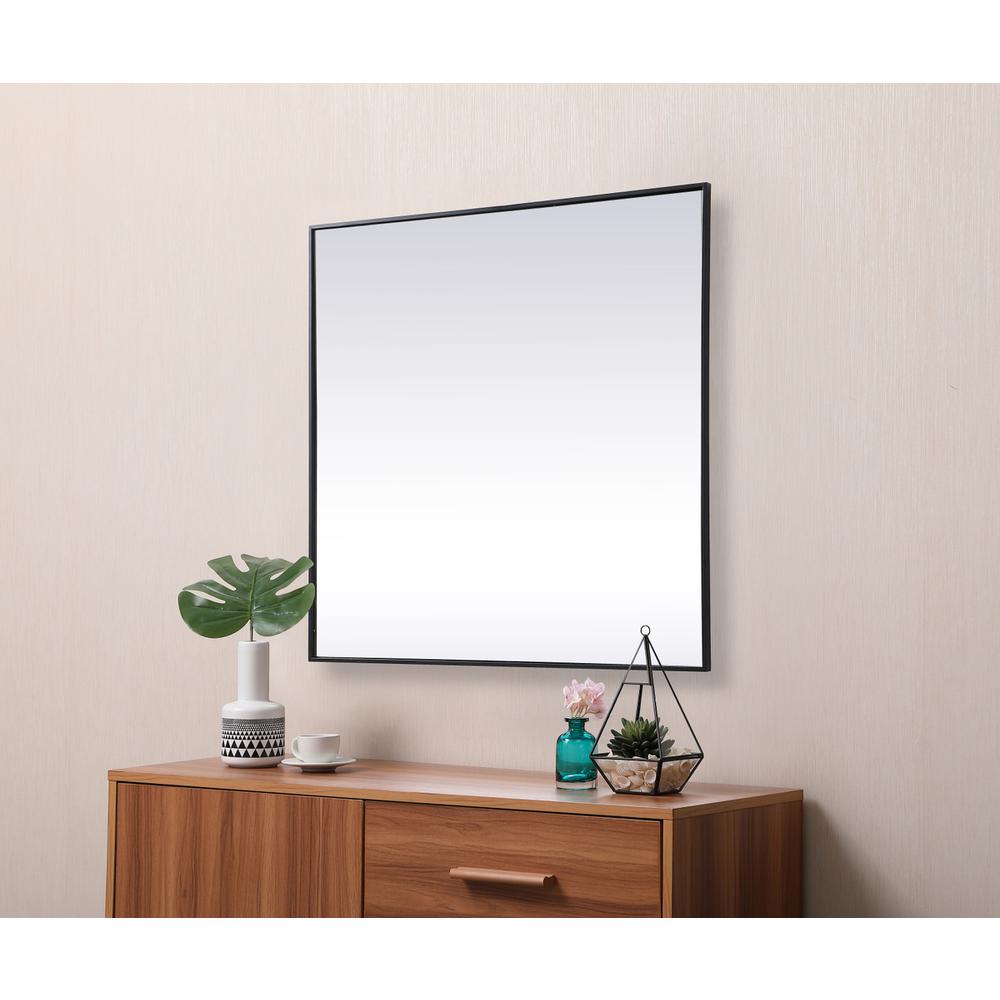 Metal Frame Square Mirror 42 inch in Black. Picture 4
