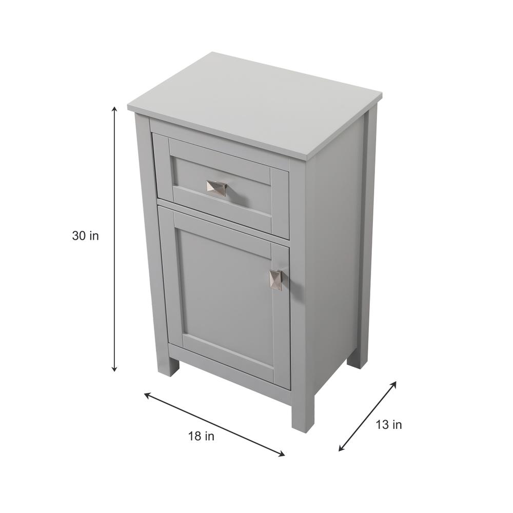 18 Inch Wide Bathroom Storage Freedstanding Cabinet In Grey. Picture 7