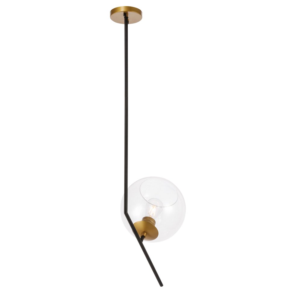 Ryland 1 Light Black And Brass And Clear Glass Pendant. Picture 6