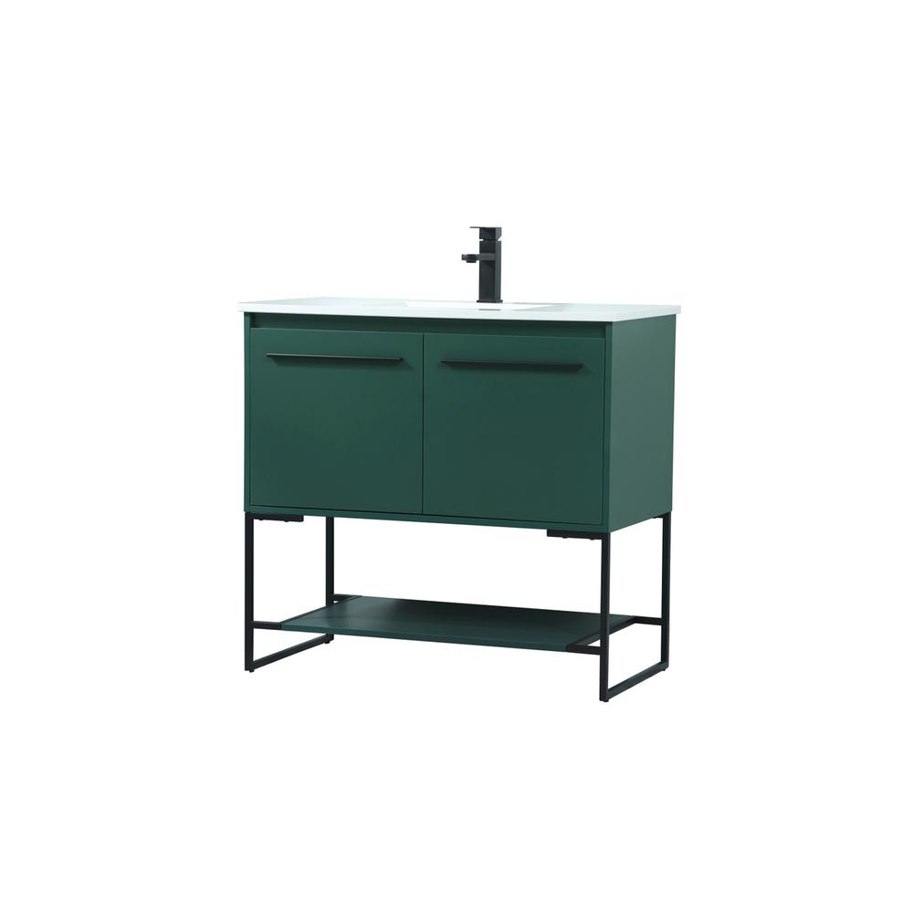 36 inch Single bathroom vanity in green. Picture 7