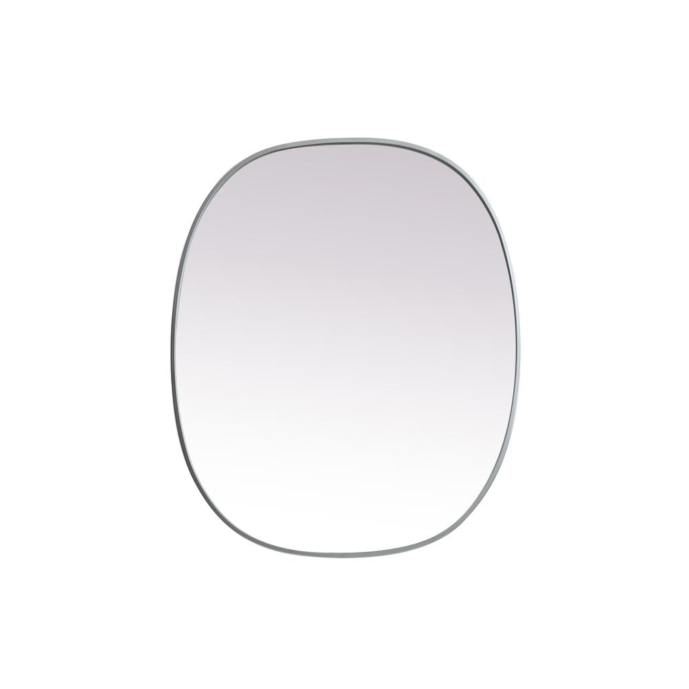 Metal Frame Oval Mirror 30x36 Inch in Silver. Picture 1