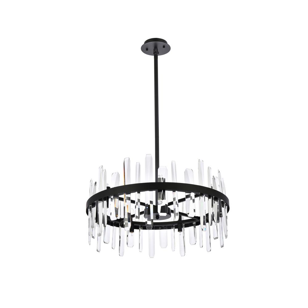 Serena 25 inch crystal round pendant in black. Picture 6