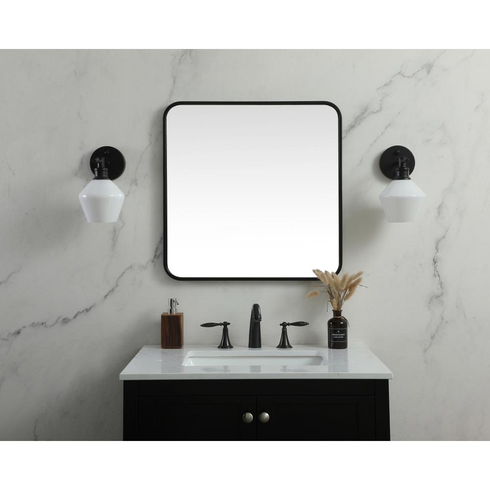 Soft corner metal square mirror 24x24 inch in Black. Picture 9