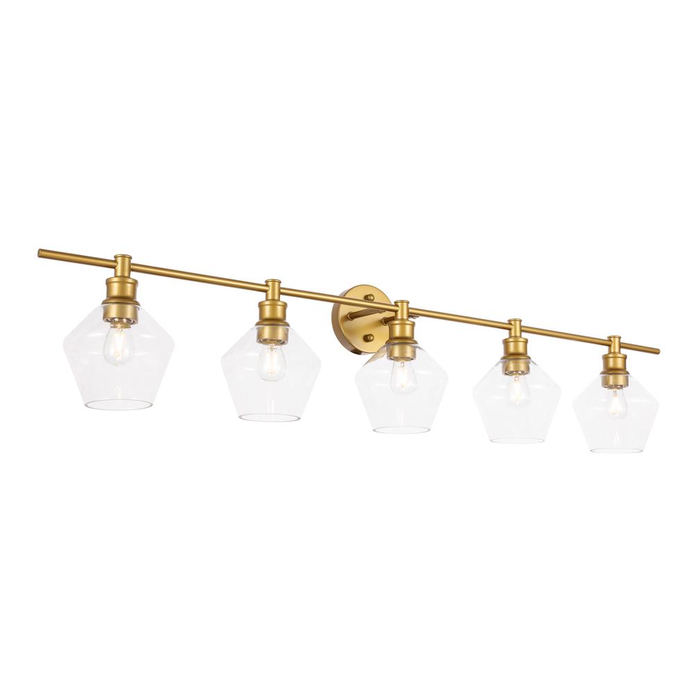 Gene 5 light Brass and Clear glass Wall sconce. Picture 13