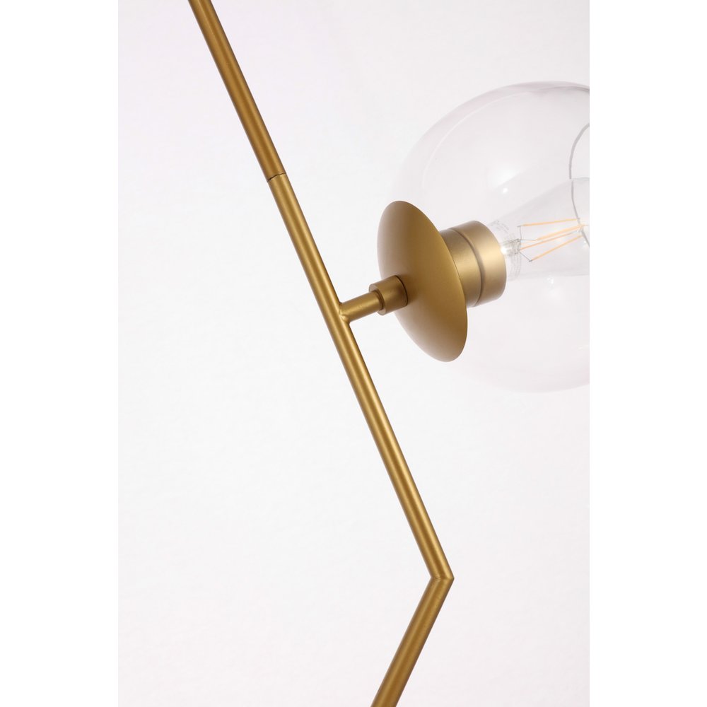 Ryland 2 Light Brass And Clear Glass Pendant. Picture 12