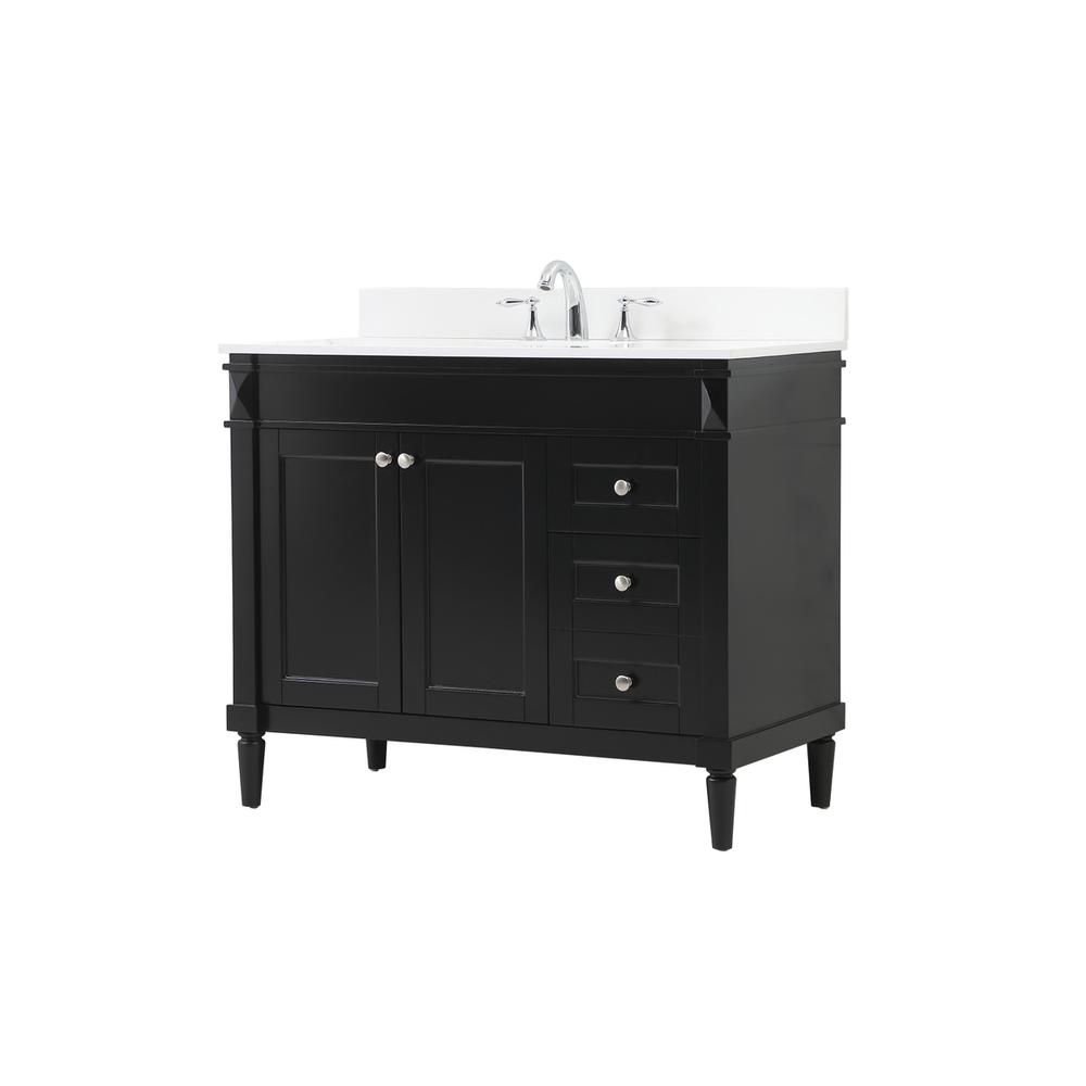 42 inch Single bathroom vanity in black with backsplash. Picture 7