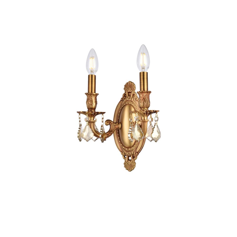 Rosalia 2 light French Gold Wall Sconce Golden Teak (Smoky) Royal Cut Crystal. Picture 3