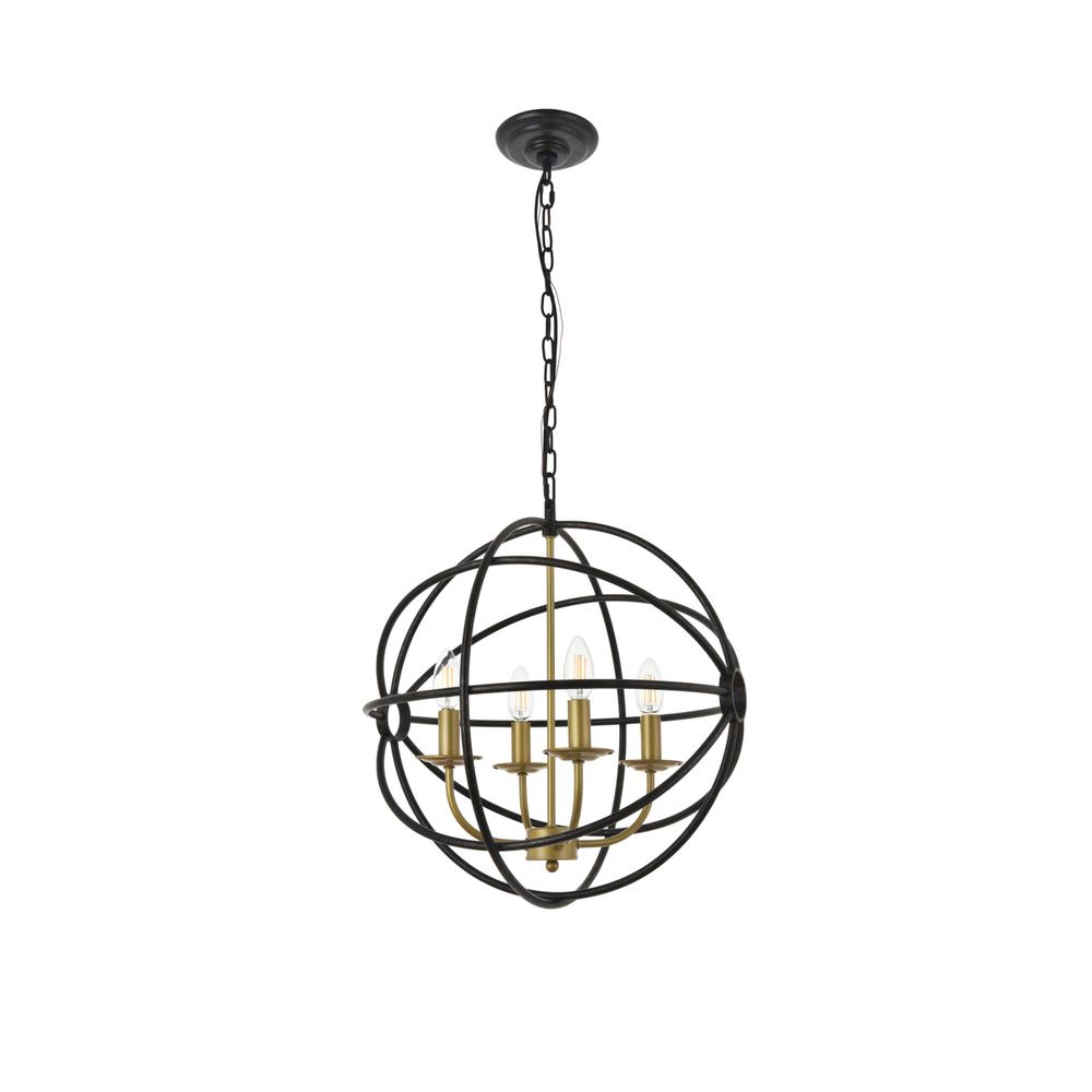 Octavia 4 light Brass and Dark Brown Pendant. Picture 2