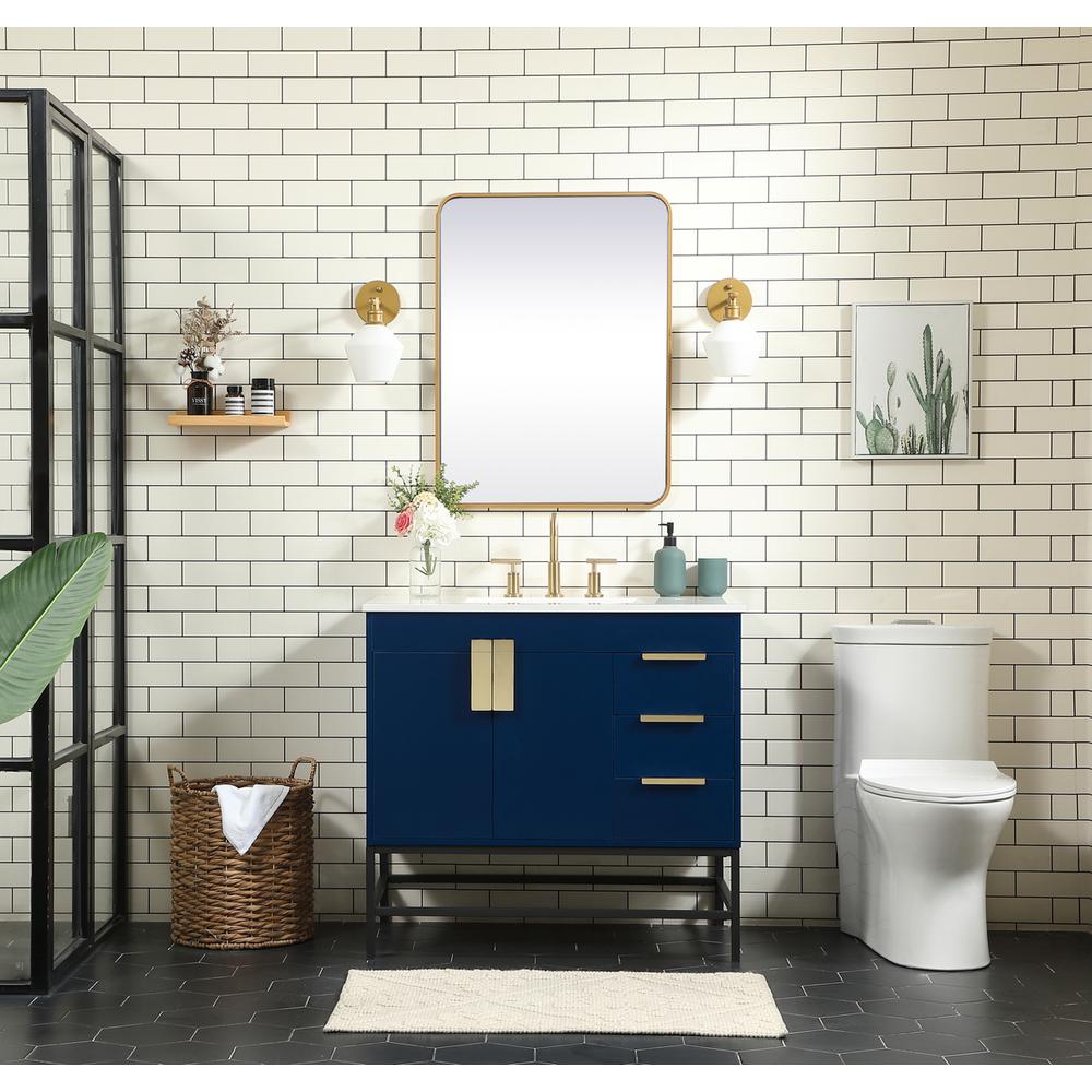 36 inch Single bathroom vanity in blue. Picture 4