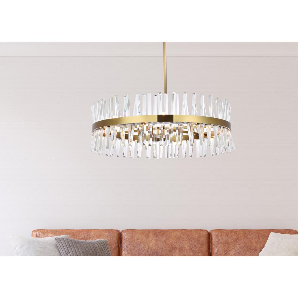 Serephina 36 inch crystal round chandelier light in satin gold. Picture 8