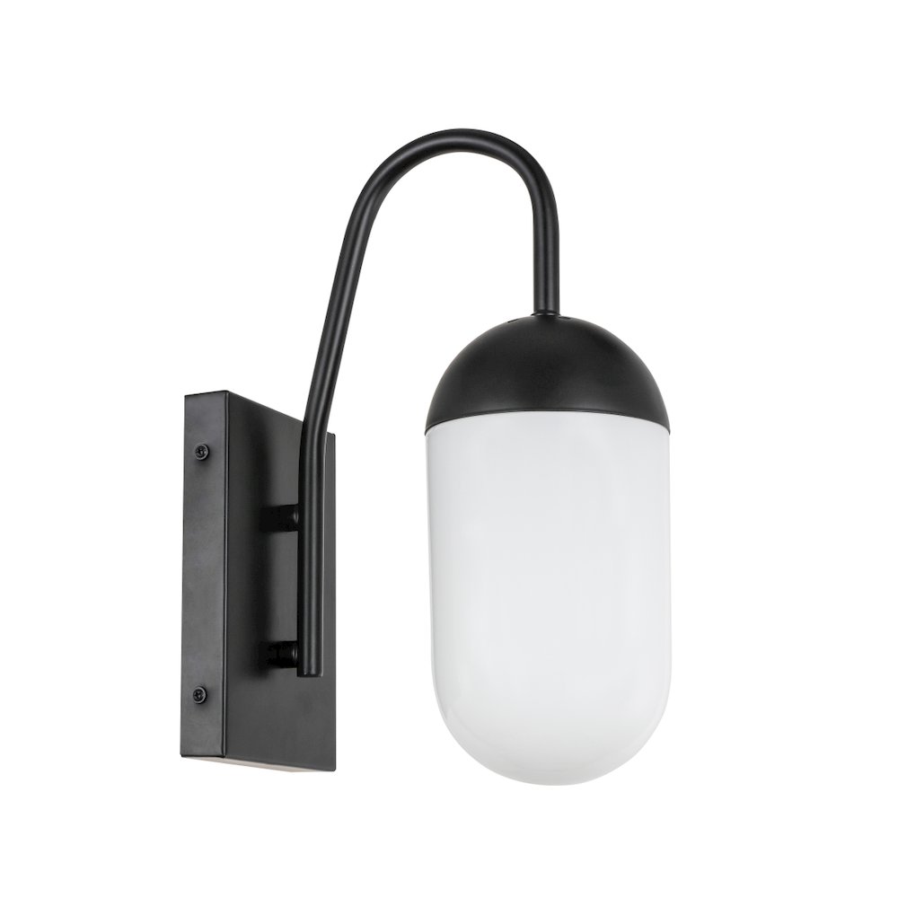 Kace 1 Light Black And Frosted White Glass Wall Sconce. Picture 5