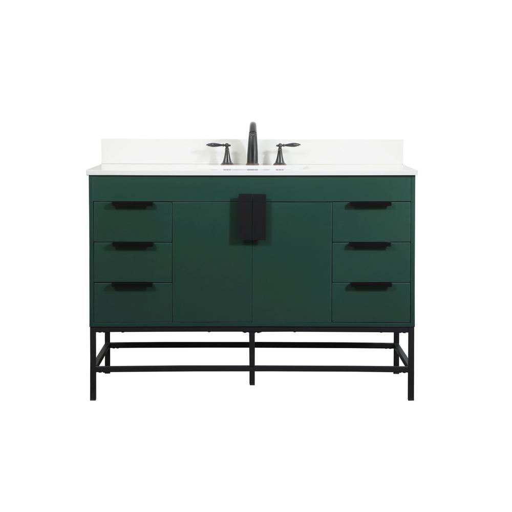 48 inch Single bathroom vanity in green with backsplash. Picture 1