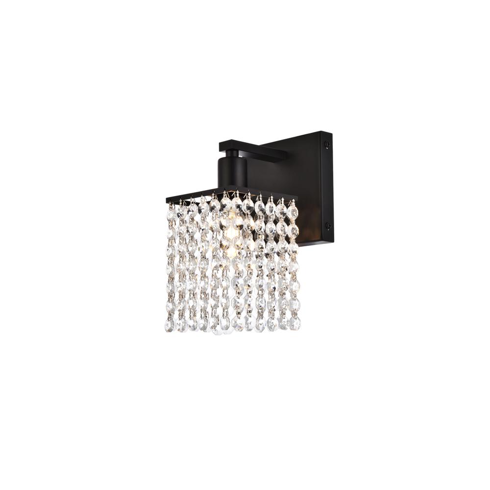 Phineas 1 light bath sconce in black with clear crystals. Picture 1