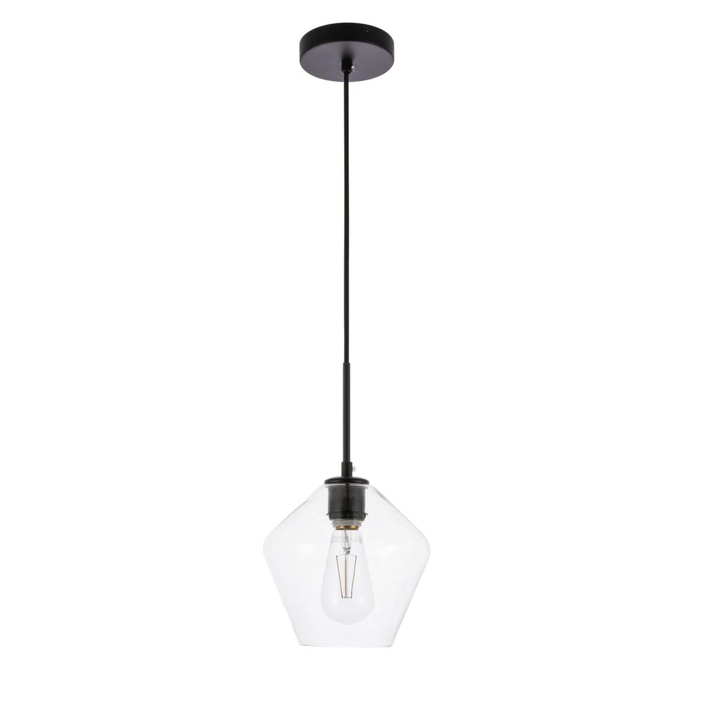 Gene 1 light Black and Clear glass pendant. Picture 4