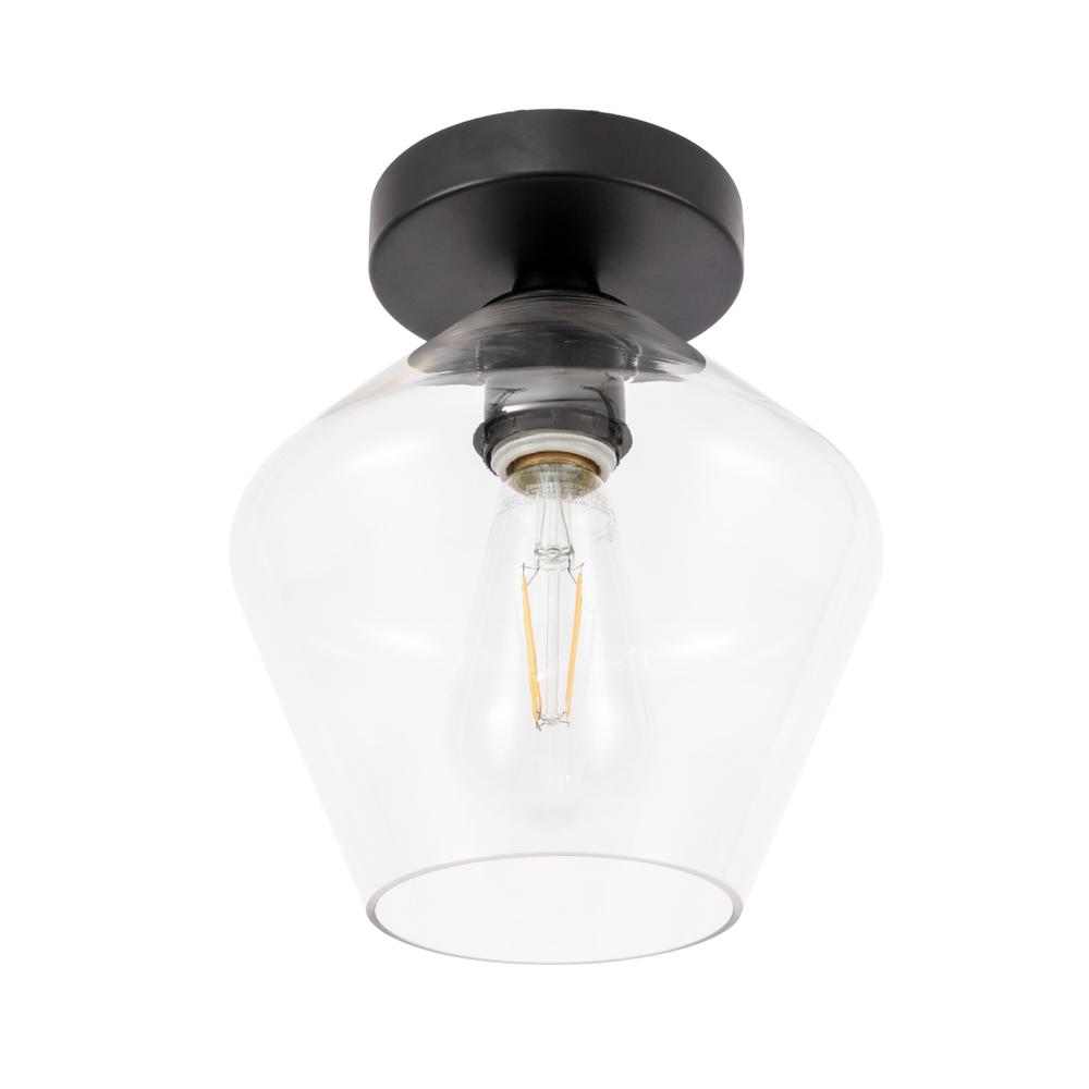 Gene 1 light Black and Clear glass Flush mount. Picture 8