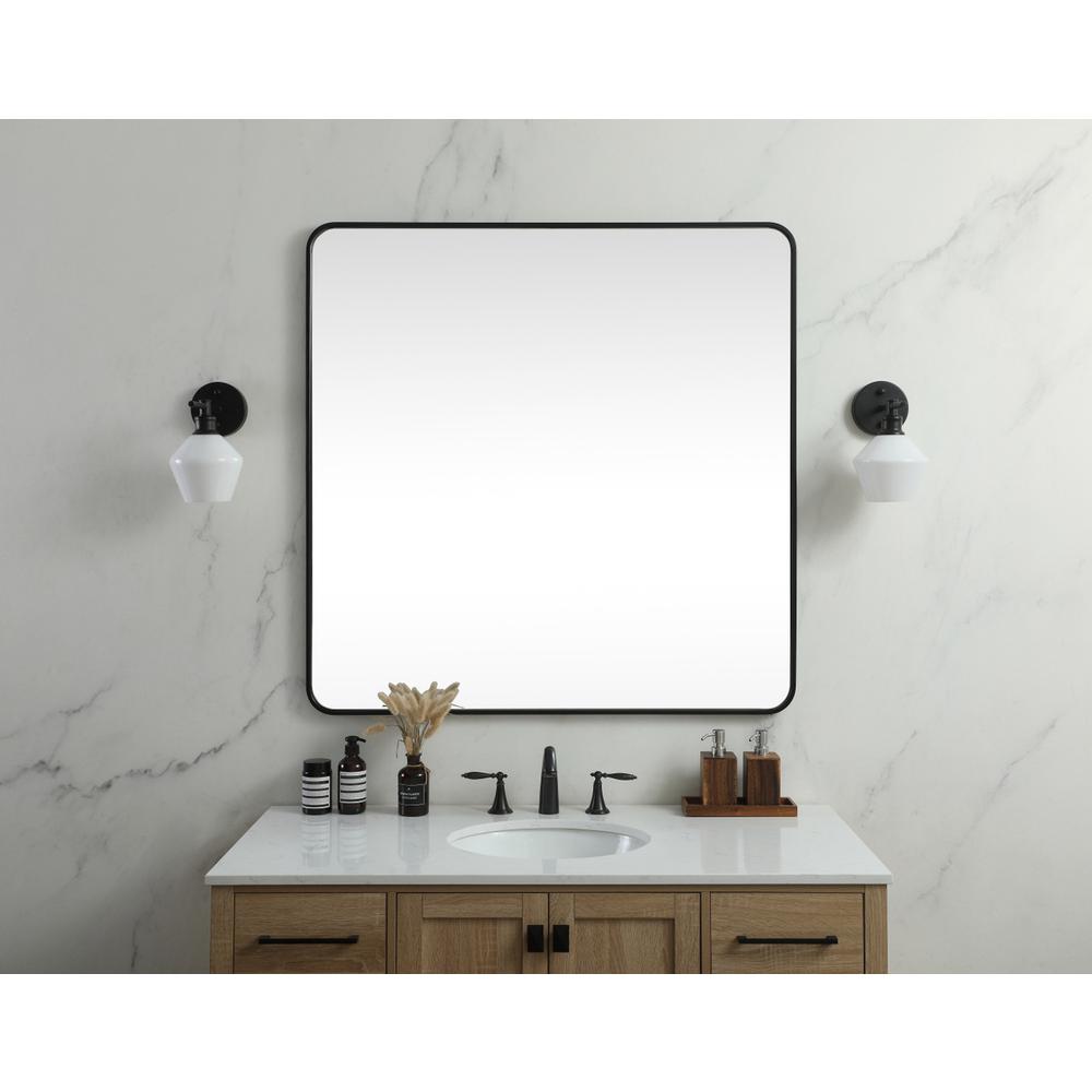 Soft corner metal square mirror 42x42 inch in Black. Picture 9