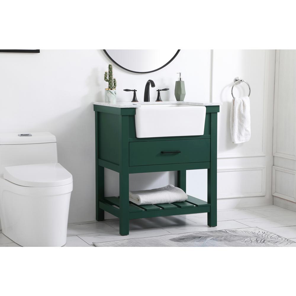 30 inch Single bathroom vanity in green. Picture 2