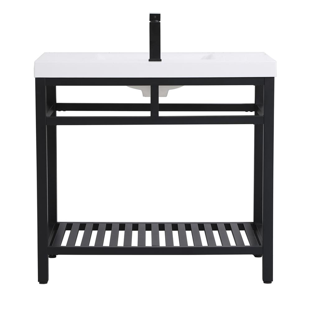 36 inch Single Bathroom Metal Vanity in Black. Picture 13