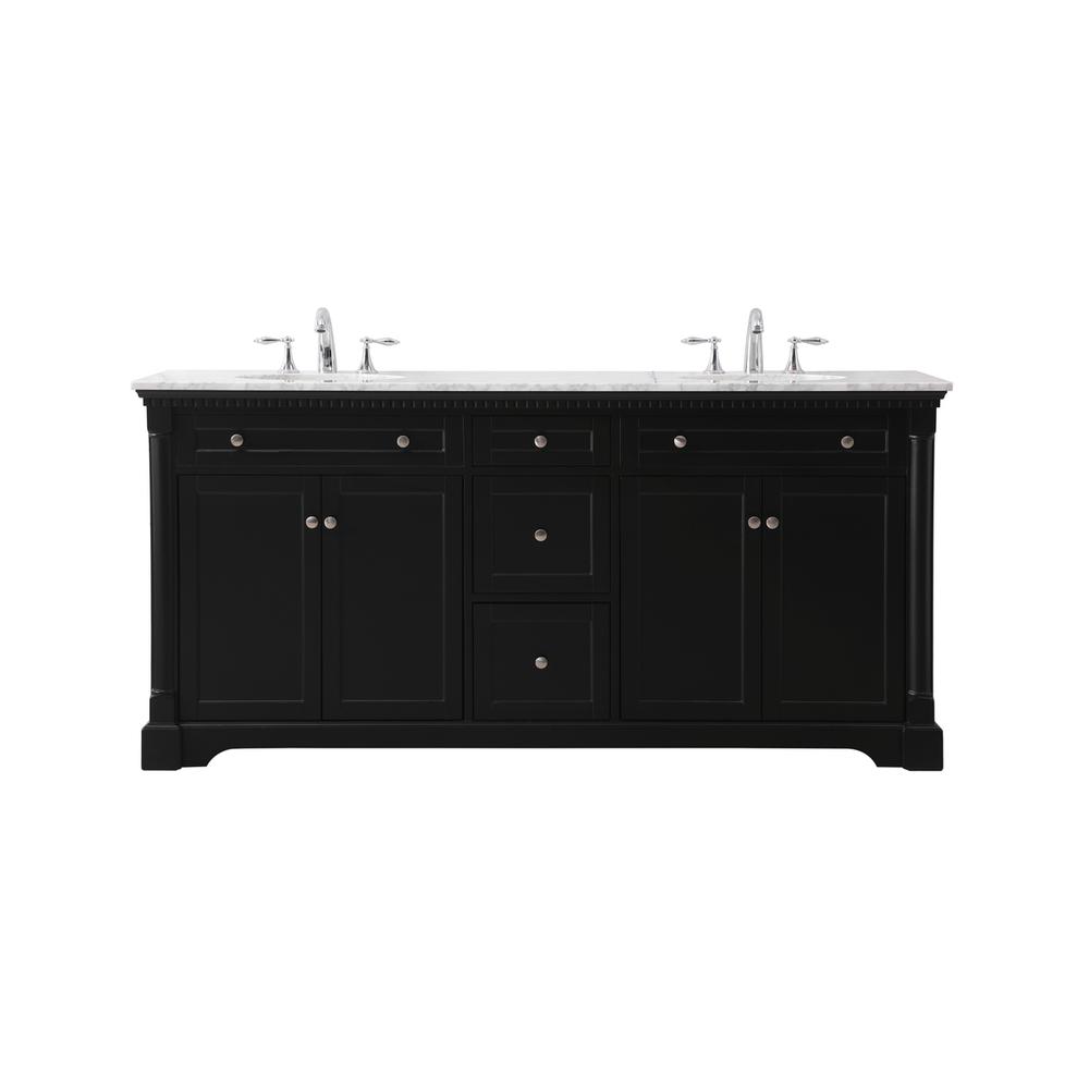 72 inch double bathroom vanity set in black. Picture 1
