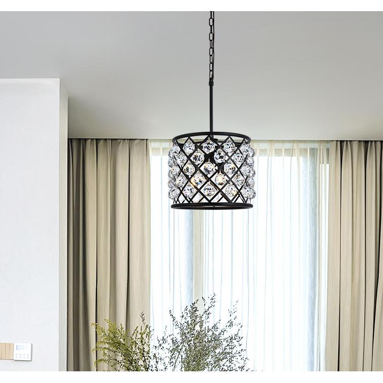 Madison 4 light Matte Black Pendant Clear Royal Cut Crystal. Picture 7