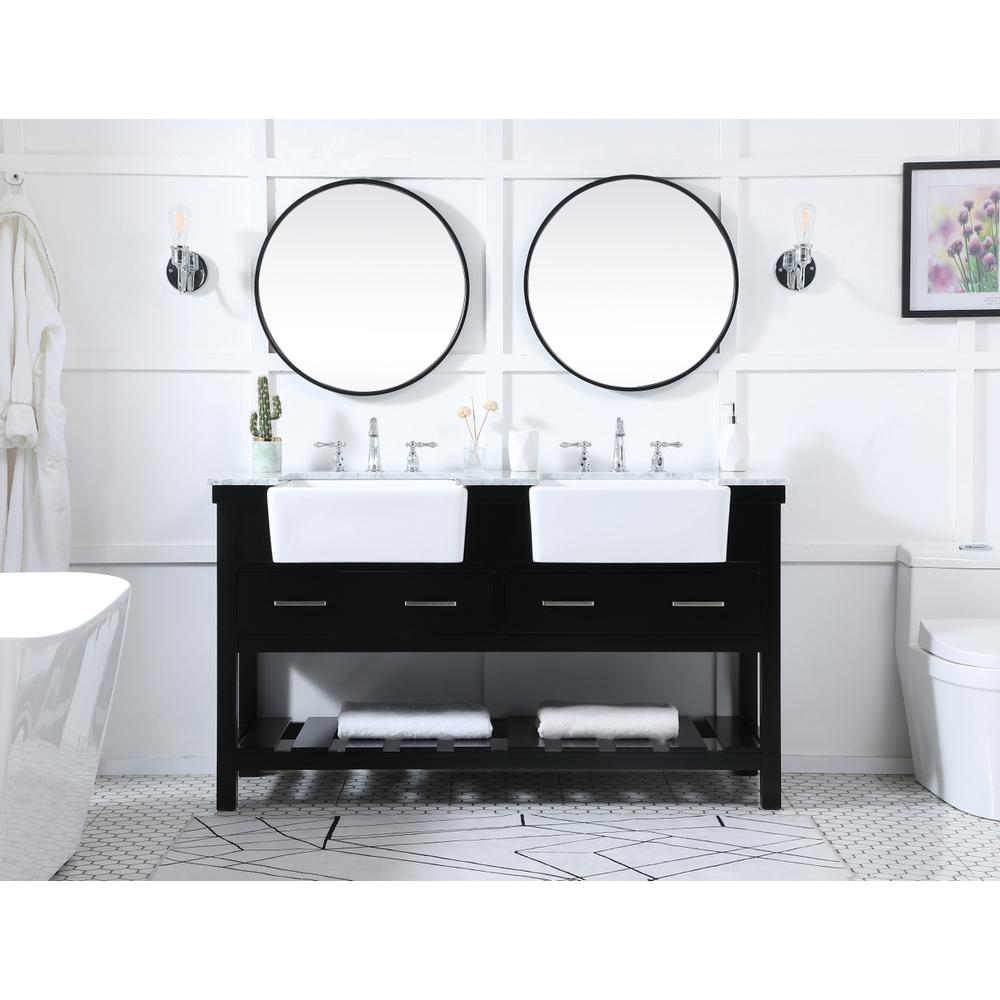 60 inch double bathroom vanity in black. Picture 4