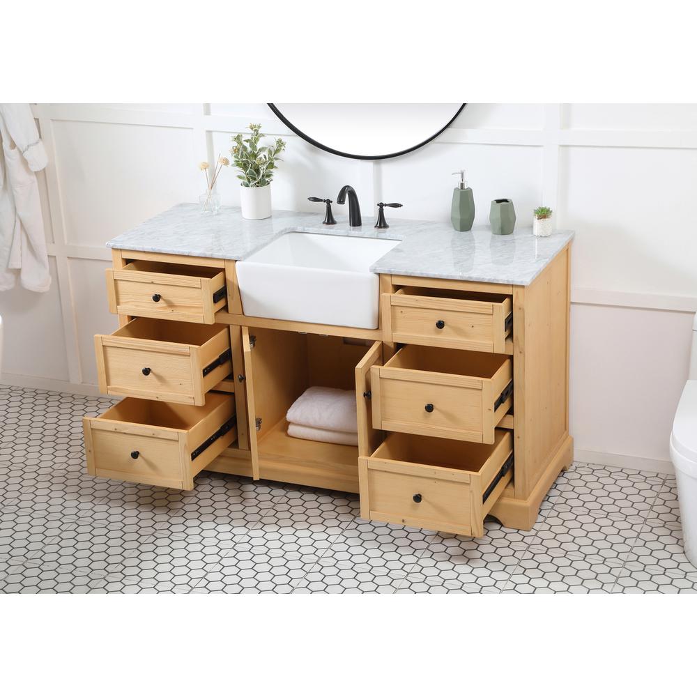 60 inch Single bathroom vanity in natural wood. Picture 3